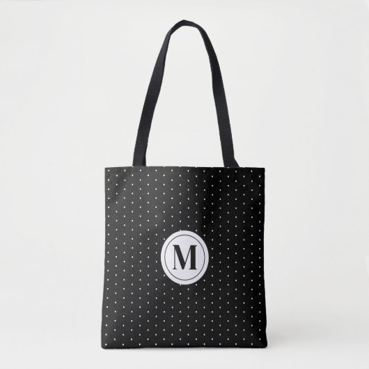 Schwarz-Weiß-Polka-Dot-Monogramm Tasche (Vorderseite)