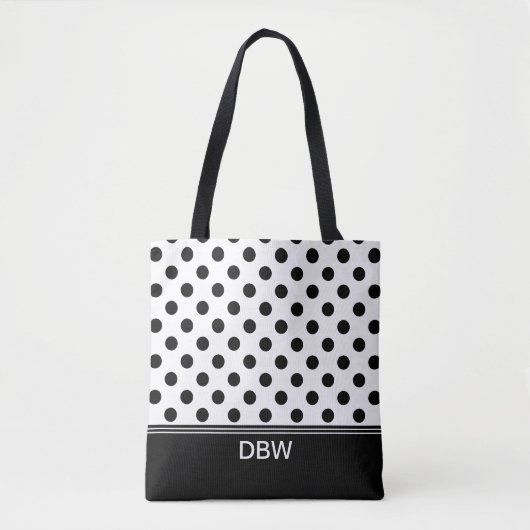 Schwarz-Weiß-Polka-Dot-Monogramm Tasche (Vorderseite)
