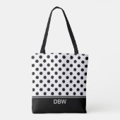 Schwarz-Weiß-Polka-Dot-Monogramm Tasche (Rückseite)