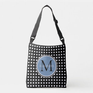 Schwarz-Weiß-Polka-Dot-Monogramm-Windeltasche Tragetaschen Mit Langen Trägern
