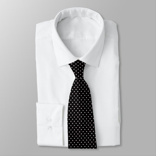 Schwarz-Weiß Polka Dot Neck Tie Krawatte (Gebunden)
