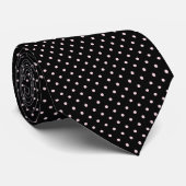 Schwarz-Weiß Polka Dot Neck Tie Krawatte (Gerollt)