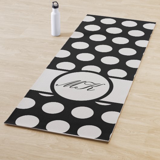 Schwarz-Weiß-Polka Dot Niedlich Mit Monogramm Yogamatte (Beispiel)