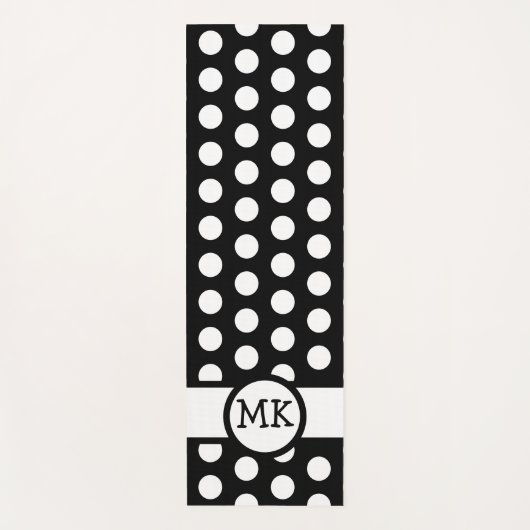 Schwarz-Weiß-Polka Dot Niedlich Mit Monogramm Yogamatte (Vorderseite)