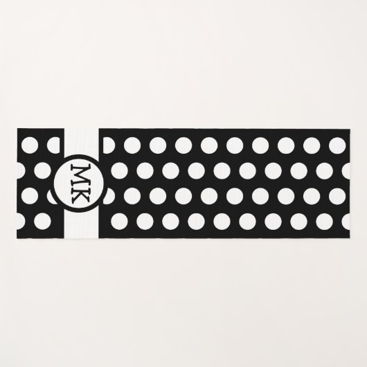 Schwarz-Weiß-Polka Dot Niedlich Mit Monogramm Yogamatte (Vorderseite (Horizontal))