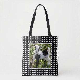 Schwarz-Weiß-Polka Dot Nigerianer Zwerg Ziege Kin Tasche