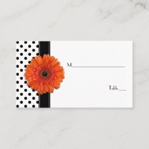 Schwarz-weiß Polka Dot Orange Gerber Platzkarte