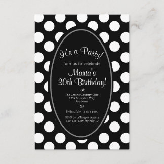 Schwarz-Weiß-Polka-Dot-Party Einladung