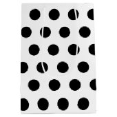 Schwarz-Weiß-Polka-Dot-Pink-Monogramm-Individuelle Mittlere Geschenktüte (Rückseite)
