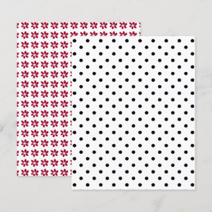 Schwarz-weiß Polka Dot Red Blume Scrapbook Paper