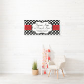 Schwarz/Weiß Polka Dot Red Ribbon Business/Geburts Banner (Insitu)