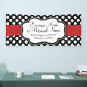Schwarz/Weiß Polka Dot Red Ribbon Business/Geburts Banner (Messe)