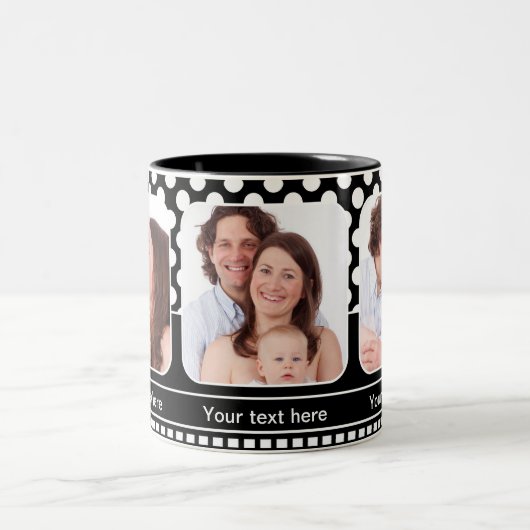 Schwarz-Weiß-Polka-Dot-Retro-Foto Tasse (Mittel)