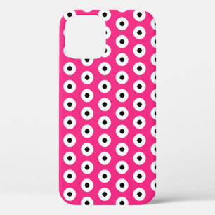 Schwarz/Weiß Polka Dot Rosa Hintergrund (änderbar) iPhone 12 Hülle