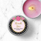 Schwarz-weiß Polka Dot Rose Danke Brautparty Runder Aufkleber