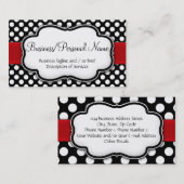 Schwarz/Weiß-Polka-Dot, roter Balken, Vorderseite/ Visitenkarte (Vorne/Hinten)