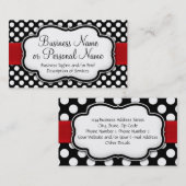Schwarz/Weiß-Polka-Dot, roter Balken, Vorderseite/ Visitenkarte (Vorne/Hinten)