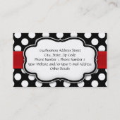 Schwarz/Weiß-Polka-Dot, roter Balken, Vorderseite/ Visitenkarte (Rückseite)