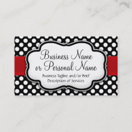 Schwarz/Weiß-Polka-Dot, roter Balken, Vorderseite/ Visitenkarte