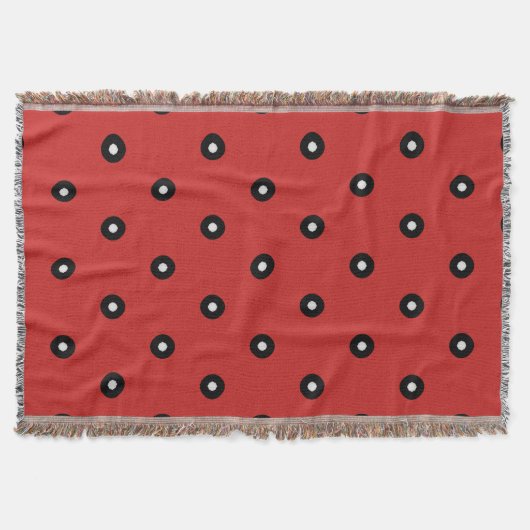 Schwarz/Weiß Polka Dot Roter Hintergrund (änderbar Decke (Vorderseite)