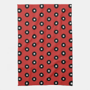 Schwarz/Weiß Polka Dot Roter Hintergrund (änderbar Handtuch