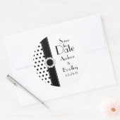 Schwarz-Weiß-Polka-Dot Save the Date Aufkleber (Umschlag)