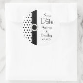 Schwarz-Weiß-Polka-Dot Save the Date Aufkleber (Tasche)