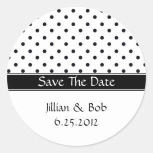Schwarz-Weiß-Polka-Dot Save the Date Stickers
