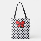 Schwarz-Weiß-Polka-Dot-Tote-Tasche Tasche (Rückseite)