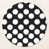 Schwarz-Weiß-Polka-Dot-Untersetzer Runder Pappuntersetzer (Vorderseite)