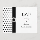 Schwarz-weiß Polka Dot Wedding RSVP Postcard Einladungspostkarte (Vorderseite)