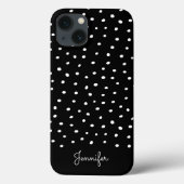 Schwarz-Weiß-Polka-Dotmuster mit Monogramm Case-Mate iPhone Hülle (Rückseite)