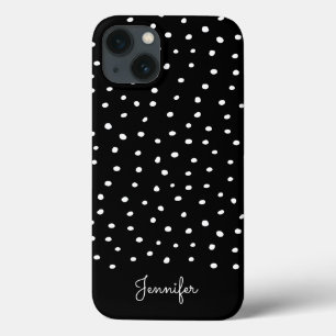Schwarz-Weiß-Polka-Dotmuster mit Monogramm Case-Mate iPhone Hülle