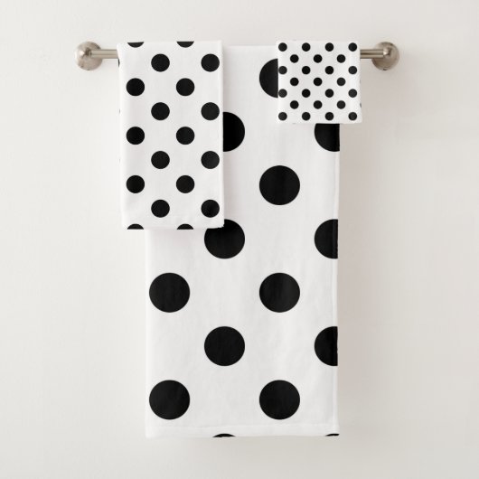 Schwarz-Weiß-Polka-Dots Badhandtuch Set (Insitu)
