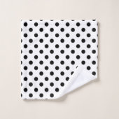 Schwarz-Weiß-Polka-Dots Badhandtuch Set (Waschlappen)