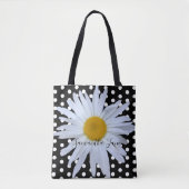 Schwarz-weiß Polka Dots Daisy Custom Tasche (Vorderseite)