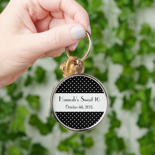 Schwarz-Weiß-Polka-Dots, dotiert, süß 16 Schlüsselanhänger (Hand)