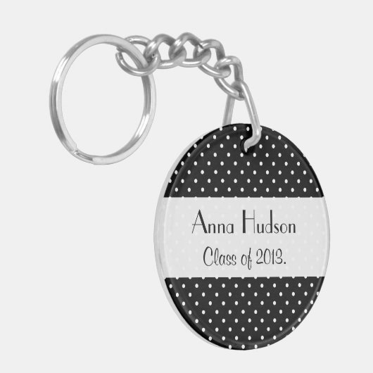 Schwarz-Weiß-Polka-Dots, Dotter, Abschluss Schlüsselanhänger (Vorderseite links)