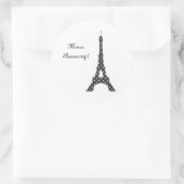 Schwarz-Weiß-Polka-Dots-Eiffelturm Runder Aufkleber (Tasche)