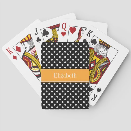 Schwarz-weiß Polka Dots Monogram Spielkarten (Rückseite)