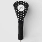 Schwarz-weiß Polka Dots Monogramm Golf Headcover (Vorderseite)