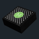 Schwarz-Weiß-Polka-Dots-Muster 3 Schmuckschachtel<br><div class="desc">Elegantes Schwarz-Weiß-Punkte-Muster mit hellgrünen Kreisakzenten und anpassbarem Monogramm.</div>