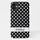 Schwarz-Weiß-Polka-Dots-Muster Personalisiert Case-Mate iPhone Hülle (Rückseite)