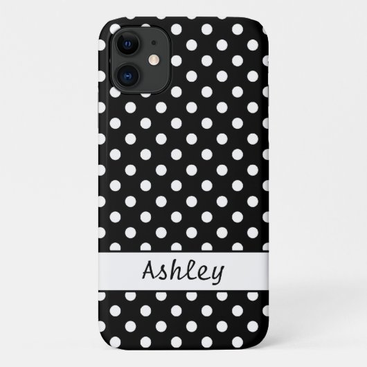 Schwarz-Weiß-Polka-Dots-Muster Personalisiert Case-Mate iPhone Hülle (Rückseite)