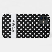 Schwarz-Weiß-Polka-Dots-Muster Personalisiert Case-Mate iPhone Hülle (Rückseite (Horizontal))