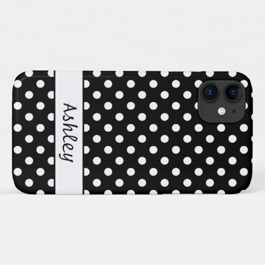 Schwarz-Weiß-Polka-Dots-Muster Personalisiert Case-Mate iPhone Hülle (Rückseite (Horizontal))