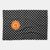 Schwarz/Weiß Polka Dots Orange Akzent Küchentuch (Horizontal)
