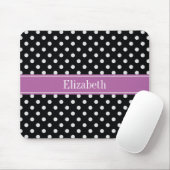 Schwarz-weiß Polka Dots Orchid Monogramm für den L Mousepad (Mit Mouse)
