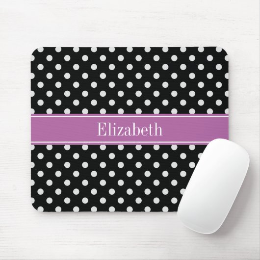 Schwarz-weiß Polka Dots Orchid Monogramm für den L Mousepad (Mit Mouse)