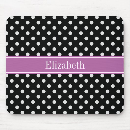 Schwarz-weiß Polka Dots Orchid Monogramm für den L Mousepad (Vorne)